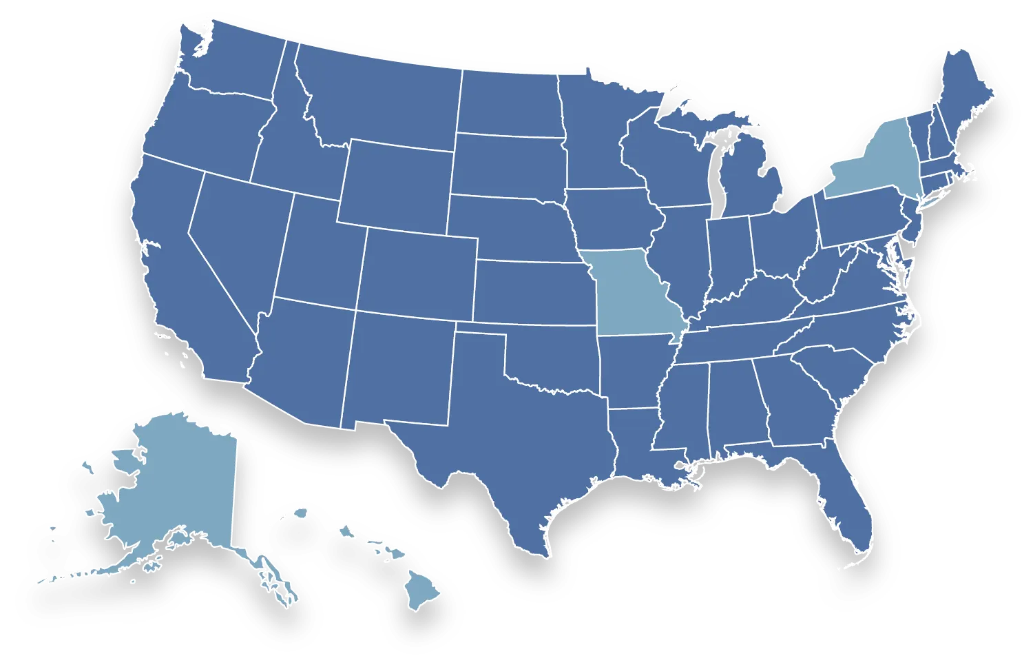 Encompass-Map-030223-webp A map of the USA showing all the states being served by YourWayLoan.